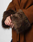 Belted brown Jacket with Fur Cuffs