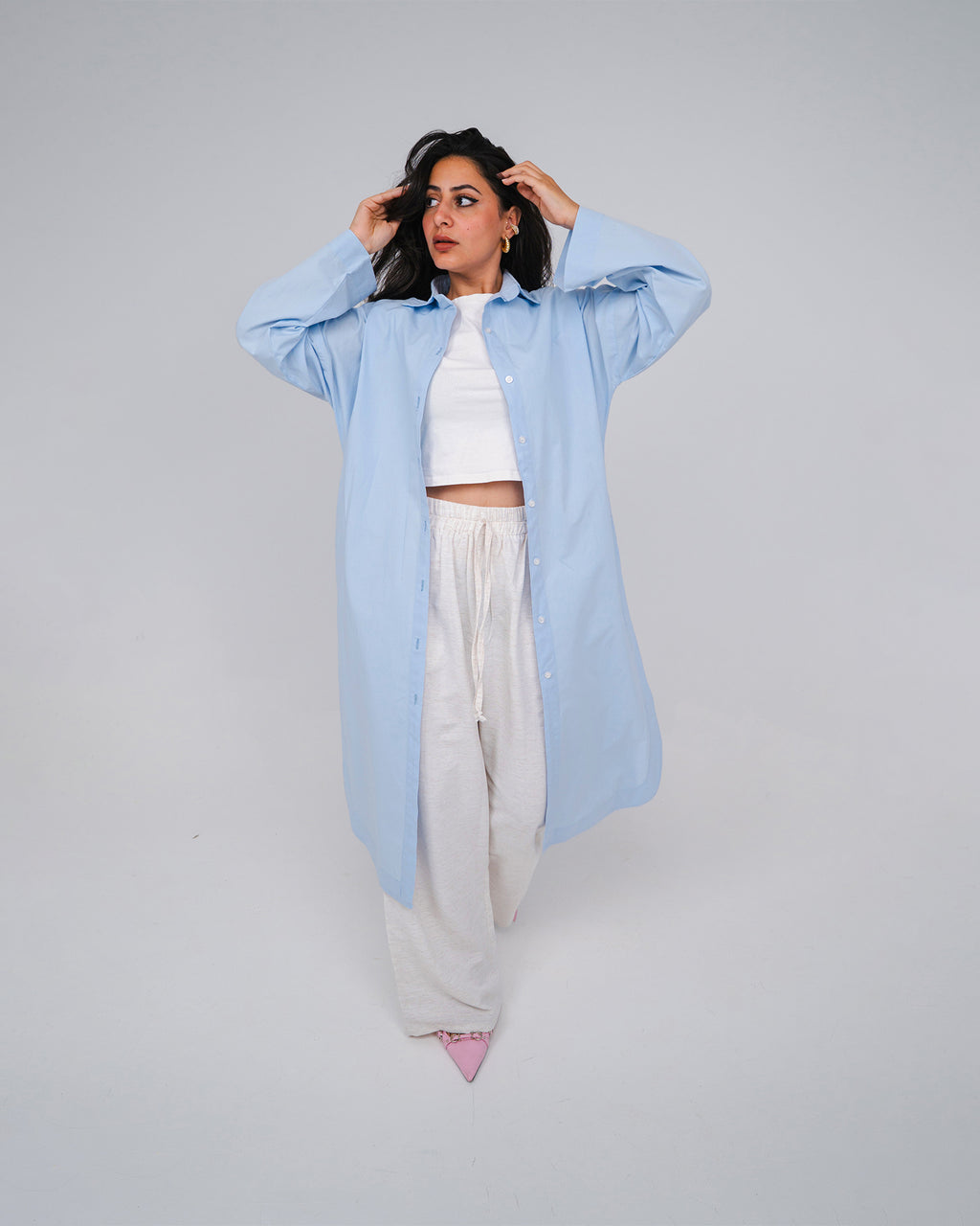 BEES Essential Cotton Poplin Shirt – Light Blue