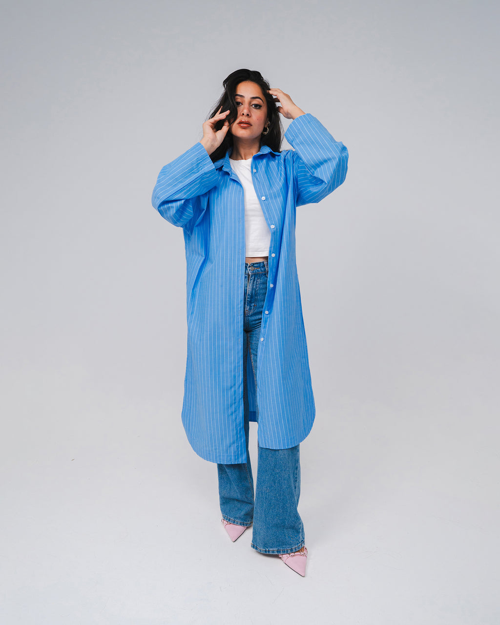 BEES Essential Cotton Poplin Shirt – Striped Blue
