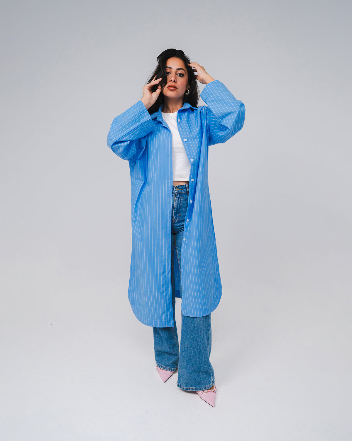 BEES Essential Cotton Poplin Shirt – Striped Blue