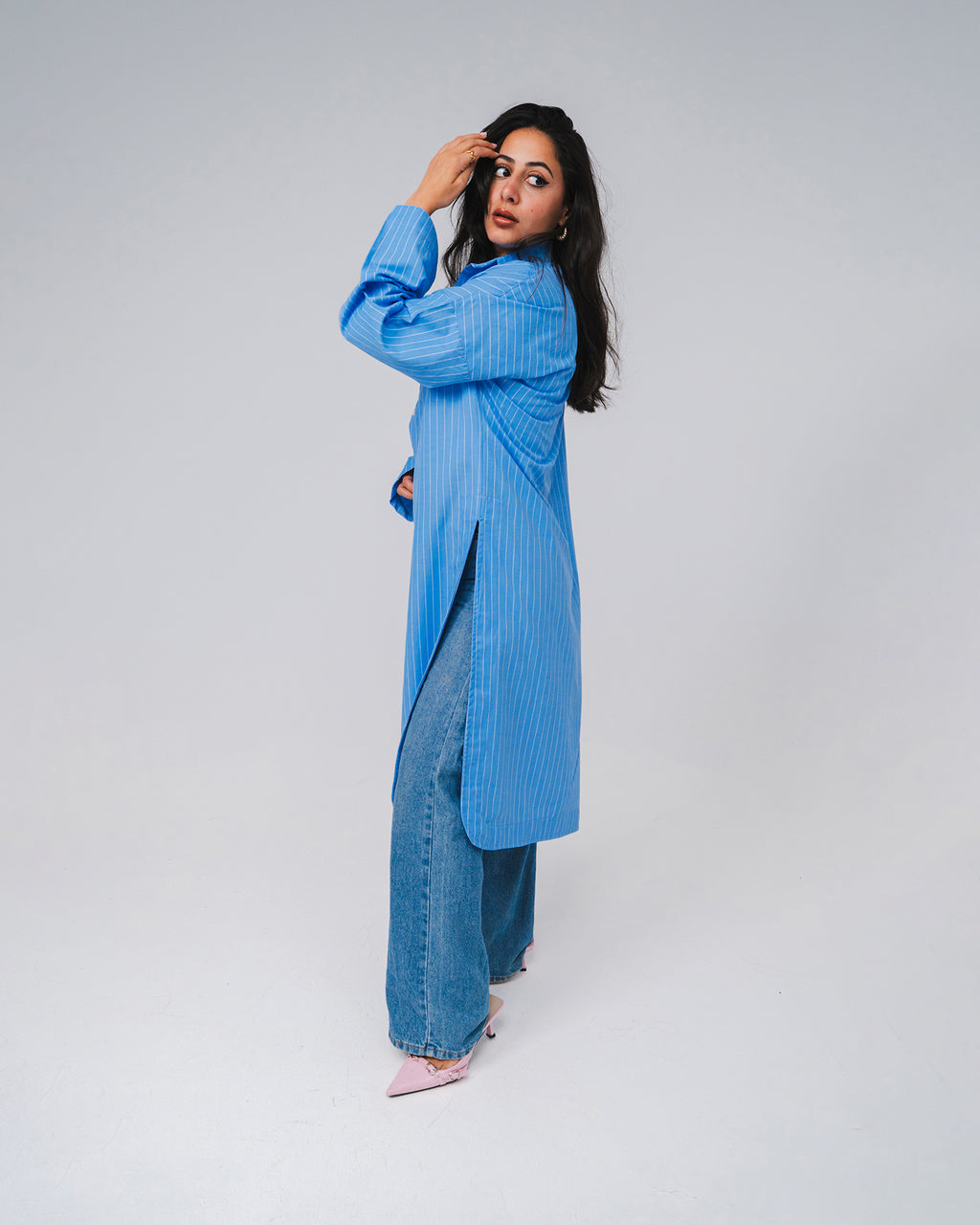 BEES Essential Cotton Poplin Shirt – Striped Blue