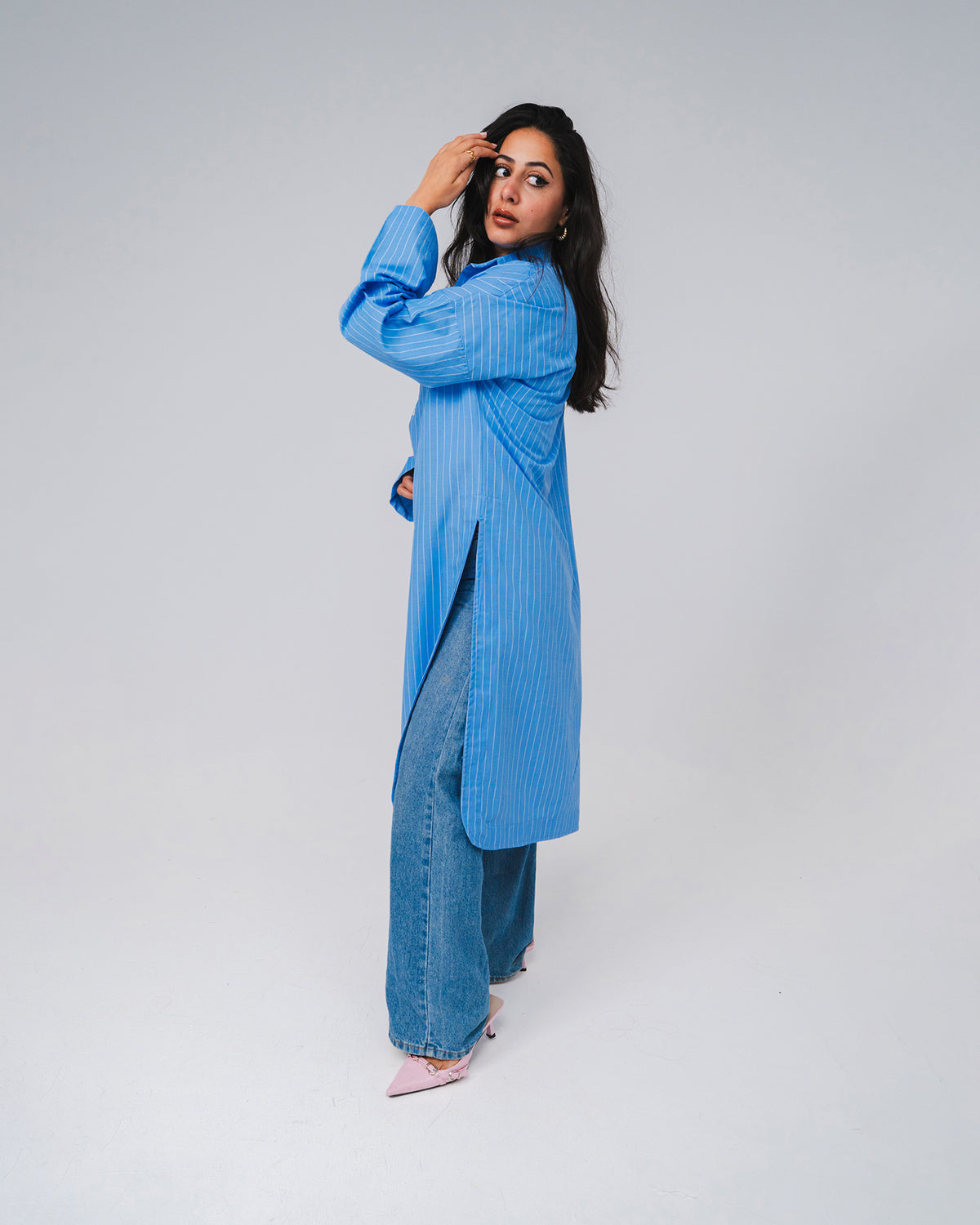 BEES Essential Cotton Poplin Shirt – Striped Blue