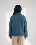 Wool-Blend Shacket | Oversized Utility Jacket with Pockets – Petrol blue