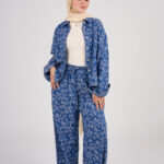 The Flory Embroidered Cotton Denim-Effect Set.
