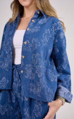 The Flory Embroidered Cotton Denim-Effect Set. - Image 6