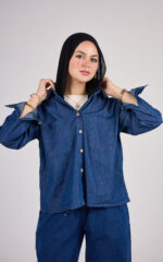 Bees Denim Shirt - Deep Blue - Image 5