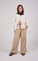 Bees Essential Scuba Wide-Leg Trouser - Beige - Image 3