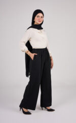 Bees Essential Scuba Wide-Leg Trouser - Black - Image 3