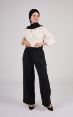 Bees Essential Scuba Wide-Leg Trouser - Black - Image 4