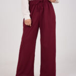 Bees Essential Scuba Wide-Leg Trouser - Burgundy