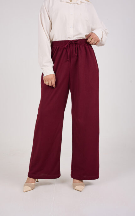 Bees Essential Scuba Wide-Leg Trouser - Burgundy