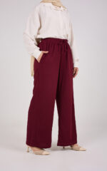 Bees Essential Scuba Wide-Leg Trouser - Burgundy - Image 5