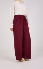 Bees Essential Scuba Wide-Leg Trouser - Burgundy - Image 6