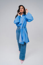 BEES Essential Cotton Poplin Shirt - Striped Blue - Image 4