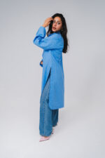 BEES Essential Cotton Poplin Shirt - Striped Blue - Image 3